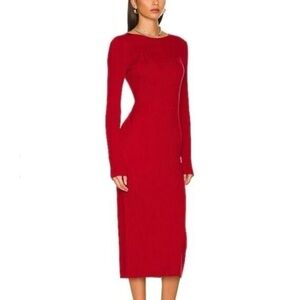 LITA by Ciera Merino Wool Long Sleeve Red Sweater Midi Dress Women's Small, $395